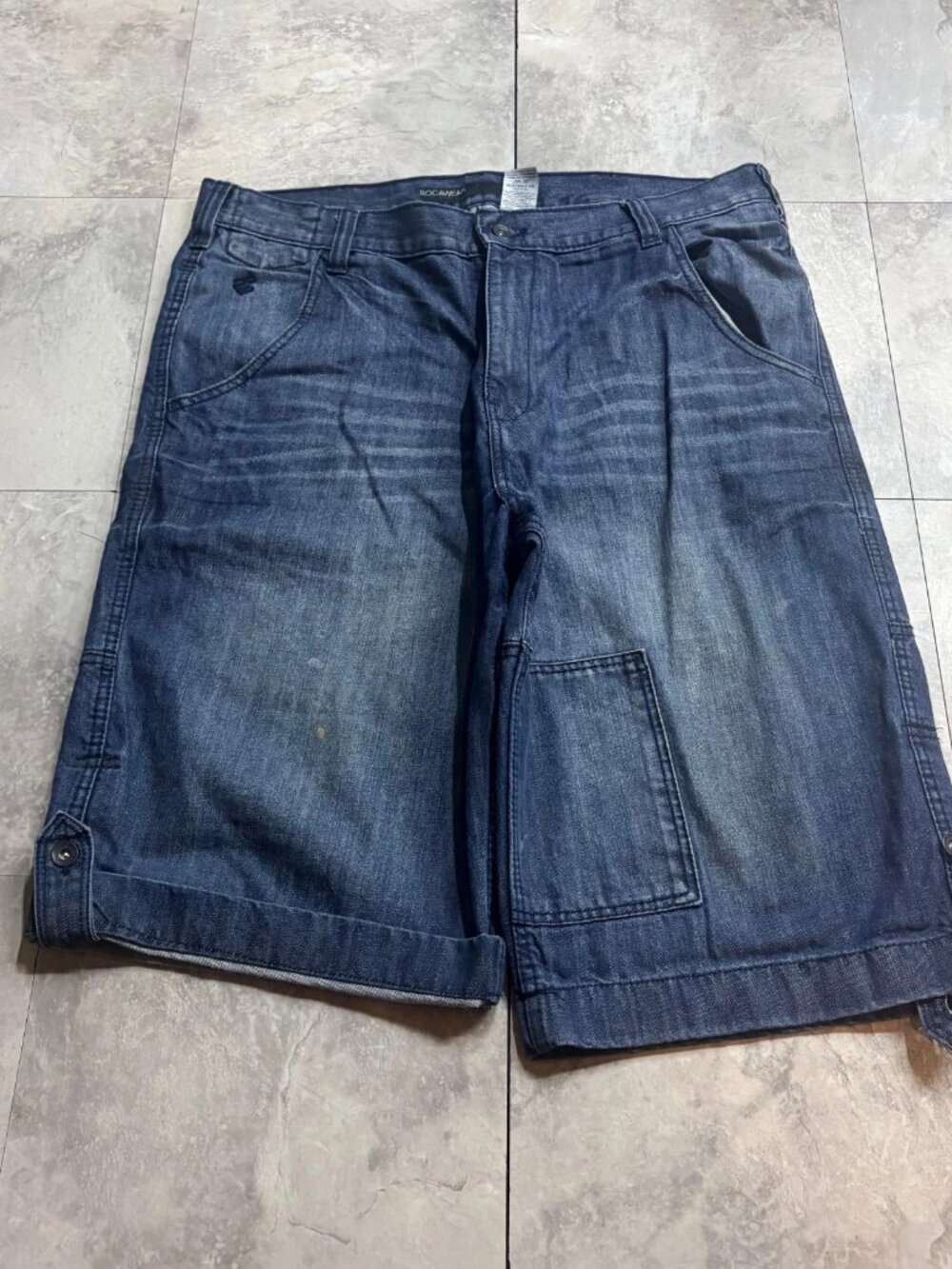 Rocawear Baggy Denim Cargo Shorts Size 36 Y2K